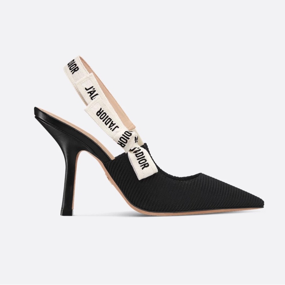 Dior Black Stiletto Heels with Slingback Design